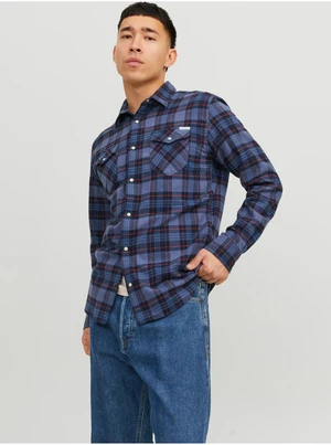 Dark Blue Men's Plaid Shirt Jack & Jones Herida - Men's