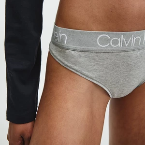 CALVIN KLEIN Šedé nohavičky High Leg Tanga Body Cotton