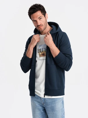 Ombre BASIC men's cotton stretch sweatshirt - navy blue