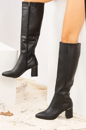 Fox Shoes Black Faux Leather Women's Boots