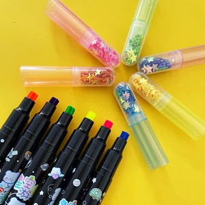 6 Colors/set Kawaii Star Highlighter Pen Candy Color Cute Stamper Pen Hand account Student gifts School Stationery Supplies