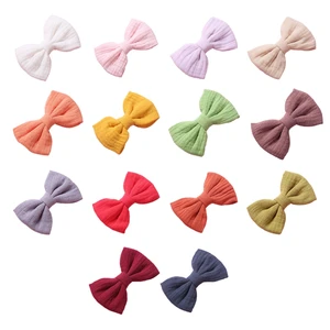 1 Pair Baby Bows Hair Clips Muslin Girls Hairpins Hairclip for Kids Barrette Pin