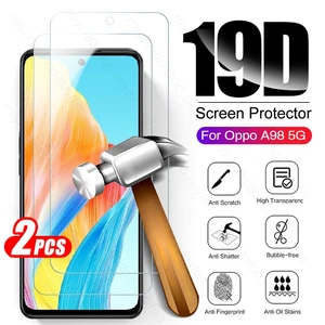 2PCS 9H Premium Tempered Glass For Oppo A98 5G Explosion-proof Screen Protector HD Film Cover On Oppoa98 Opo A 98 98A 5G 6.72"