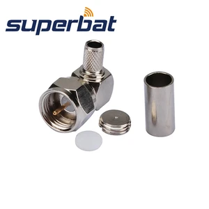 Superbat 75Ohm F Male Right Angle Crimp RF Coaxial Connector for Cable LMR195 RG58 RG400 RG142