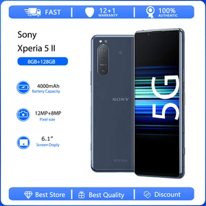 Sony Xperia 5 II Original 2 SIM XQ-AS52 XQ-AS72 cta-core 6.1" 128GB 8GB 12MP Snapdragon 865 Cellphone NFC Fingerprint Smartphone