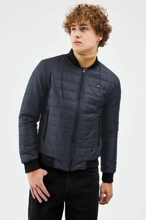 River Club Men's Navy Blue Water And Windproof College Collar Coat.