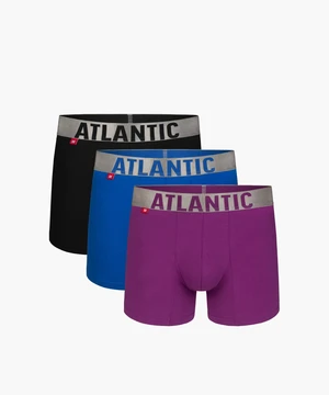 Pánské sportovní boxerky ATLANTIC 3Pack - černé/modré/fialové