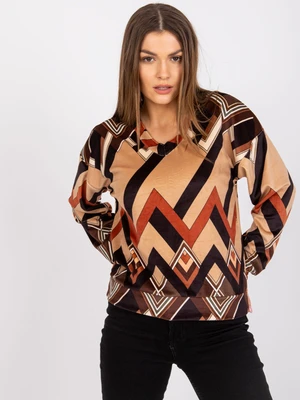 Brown and beige velour blouse with Lea prints