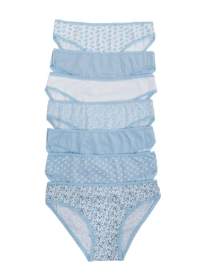 Blue and white women's panties with lace 7-pack