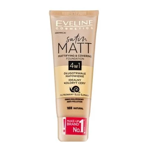 Eveline Satin Matt Mattifying & Covering Foundation 4in1 tekutý make-up so zmatňujúcim účinkom 103 Natural 30 ml