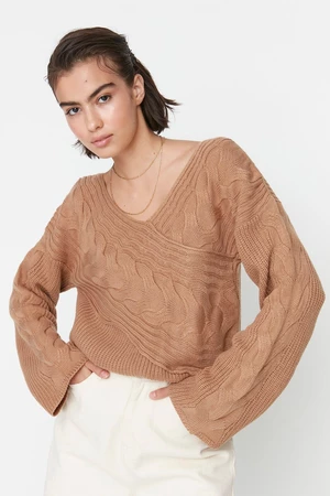 Trendyol Camel Collar Detailed Knitwear Sweater