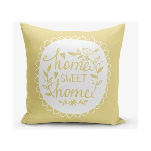 Žltá obliečka na vankúš Minimalist Cushion Covers Home Sweet Home, 45 × 45 cm