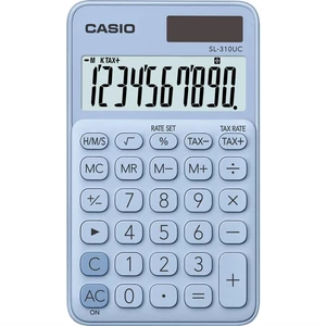 Kalkulačka Casio SL 310 UC LB - světle modrá kapesní kalkulátor • desetimístný LCD displej se zobrazením funkcí • výpočet DPH • duální napájení • měkk