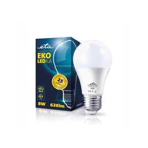 LED žiarovka ETA EKO LEDka klasik, 8W, E27, teplá biela (A60-PR-638-16A) EKO LEDka

Pätica: E27 
Príkon: 8 W (svietivosť ako klasická 50 W žiarovka) 
