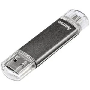 USB paměť pro smartphony/tablety Hama FlashPen "Laeta Twin", 32 GB, USB 2.0, microUSB 2.0, šedá