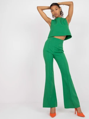 Green two-piece set with high-waisted trousers