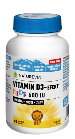 NatureVia Vitamin D3-Efekt Kids, cucací tablety 60 ks