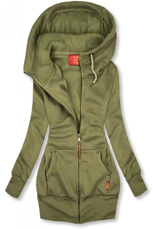 Sweatjacke mit Allover Punkte-Design khaki