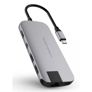 USB Hub HyperDrive Slim USB-C/HDMI, 2x USB 3.1, Mini Display Port, USB-C, RJ45, SD, Micro SD (HY-HD247B-GRAY) sivý multimediálny port • pripojenie do 