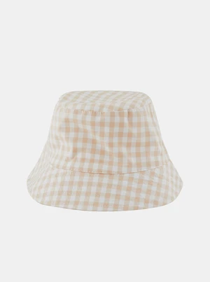 White-Beige Plaid Hat Pieces Laya - Women