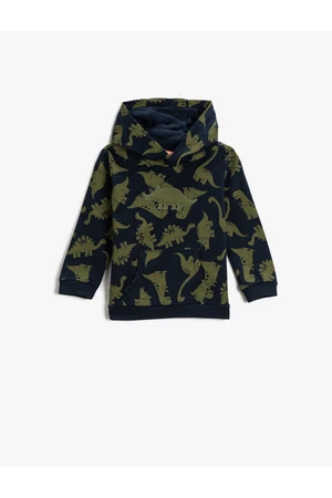 Koton Dinosaur Print Hooded Sweatshirt Cotton