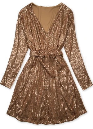 Pailletten Kleid Mocca