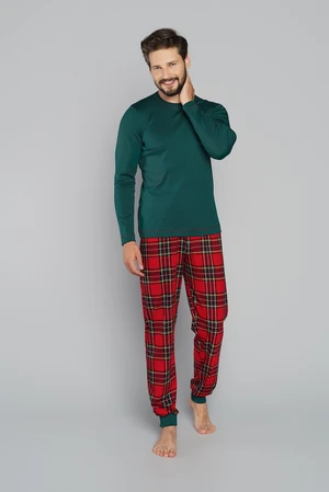 Men's pyjamas Narwik, long sleeves, long legs - green/print