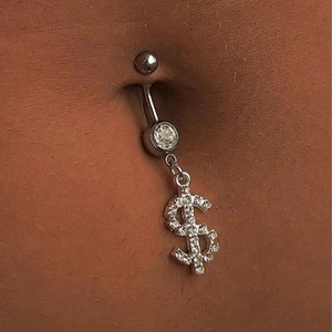 Pro-style dollar rhinestone navel nail women's sexy rhinestone piercing jewelry Umbilical nail