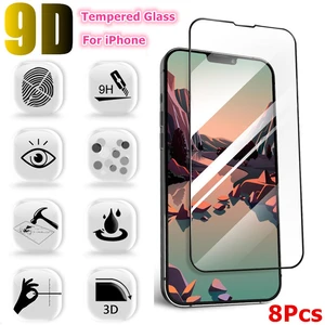 9D Full Cover Screen Protector On the For iPhone 13 12 11 Pro Max Mini Tempered Glass For iPhone 7 8 Plus X XR XS MAX SE 2020