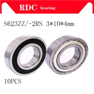 Free shipping 10PCS 3X10X4mm S623-2RS S623 ZZ 3*10*4 SB623ZZ 3*10*4 Stainless steel hybrid ceramic ball bearing