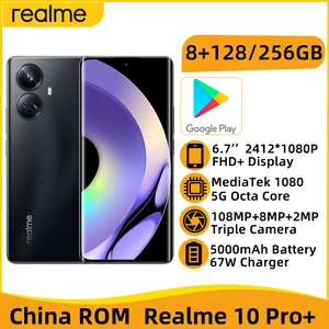 realme 10 Pro Plus 8GB 128GB MediaTek 1080 Octa Core 6.7'' Curved AMOLED Display 108MP Triple Camera 5000mAh Battery 67W Charger