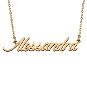 Alessandra Custom Name Necklace Customized Pendant Choker Personalized Jewelry Gift for Women Girls Friend Christmas Present