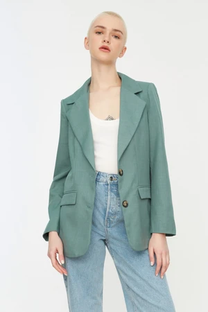 Trendyol Mint Plain Belted Blazer Jacket