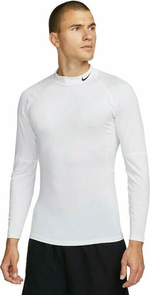 Nike Dri-Fit Fitness Mock-Neck Long-Sleeve Mens Top White/Black S