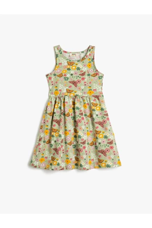 Koton Combed Cotton Dress Sleeveless Round Neck Butterfly Printed Cotton