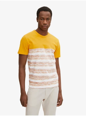 White-Orange Men's Striped T-Shirt Tom Tailor - Men's