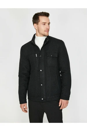 Koton Winter Jacket - Gray - Double-breasted