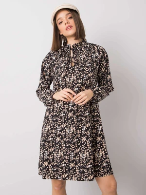 RUE PARIS Black dress with loose pattern