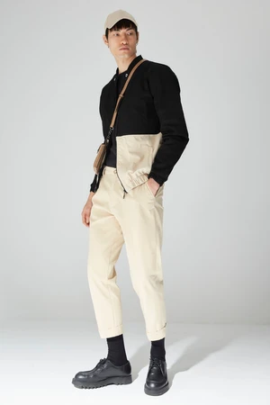 Trendyol Limited Edition Beige Men's Essential Fit Belt Waisted Double Leg Pleated Trousers