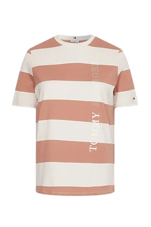 Tommy Hilfiger Tričko - REGULAR RUGBY STP C-NK TEE SS hnedé