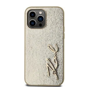 Zadní kryt Karl Lagerfeld Wrinkled PU Signature Logo pro Apple iPhone 14 Pro, zlatá