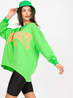 Green-orange sweatshirt without hood with print