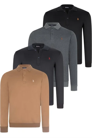 QUADRUPLE SET V4007 DEWBERRY MEN'S SWEATSHIRT-BLACK-NAVY-ANTHRACITE-CAMEL