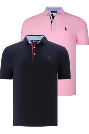 DUAL SET T8582 DEWBERRY MENS T-SHIRT-NAVY BLUE-PINK