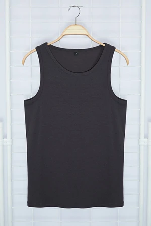 Trendyol Anthracite Slim/Slim Fit Ribbed Basic Sleeveless T-Shirt/Athlete