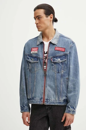 Džínová bunda Levi's Levi’s x McLaren pánská, béžová barva, přechodná, A8990-0000