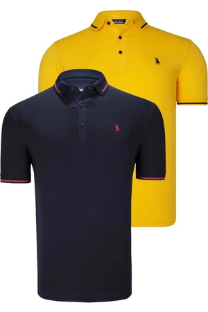 DOUBLE SET T8586 DEWBERRY MEN'S T-SHIRT-NAVY-YELLOW