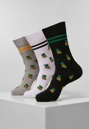 Recycled pineapple socks 3-pack white/heather grey/black