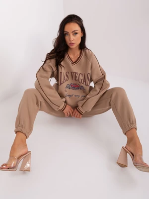 Dark beige tracksuit of oversize fit