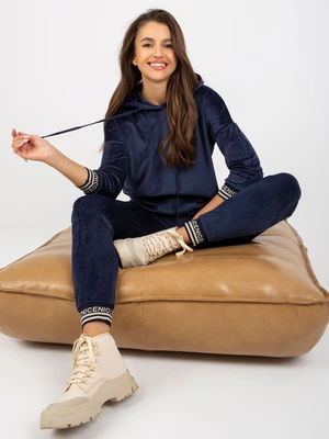 Women's navy blue velour set with trousers